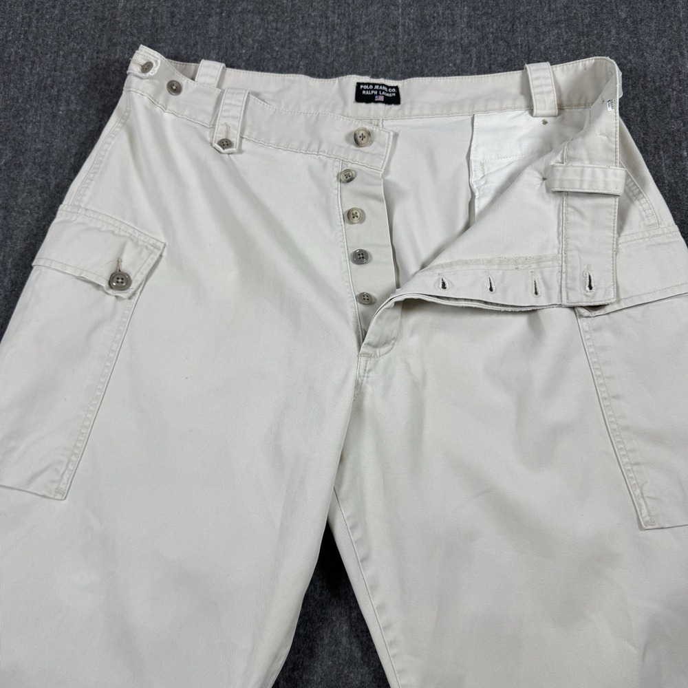 Polo Jeans Co Ralph Lauren Cargo Pants Men's 38x34 Cream Cotton Utility Y2K